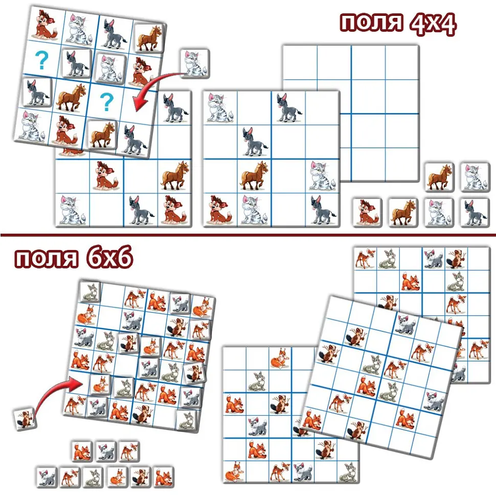 Настільна гра "Тварини Судоку" Енергія Плюс 82715 логічні ряди - фото 3