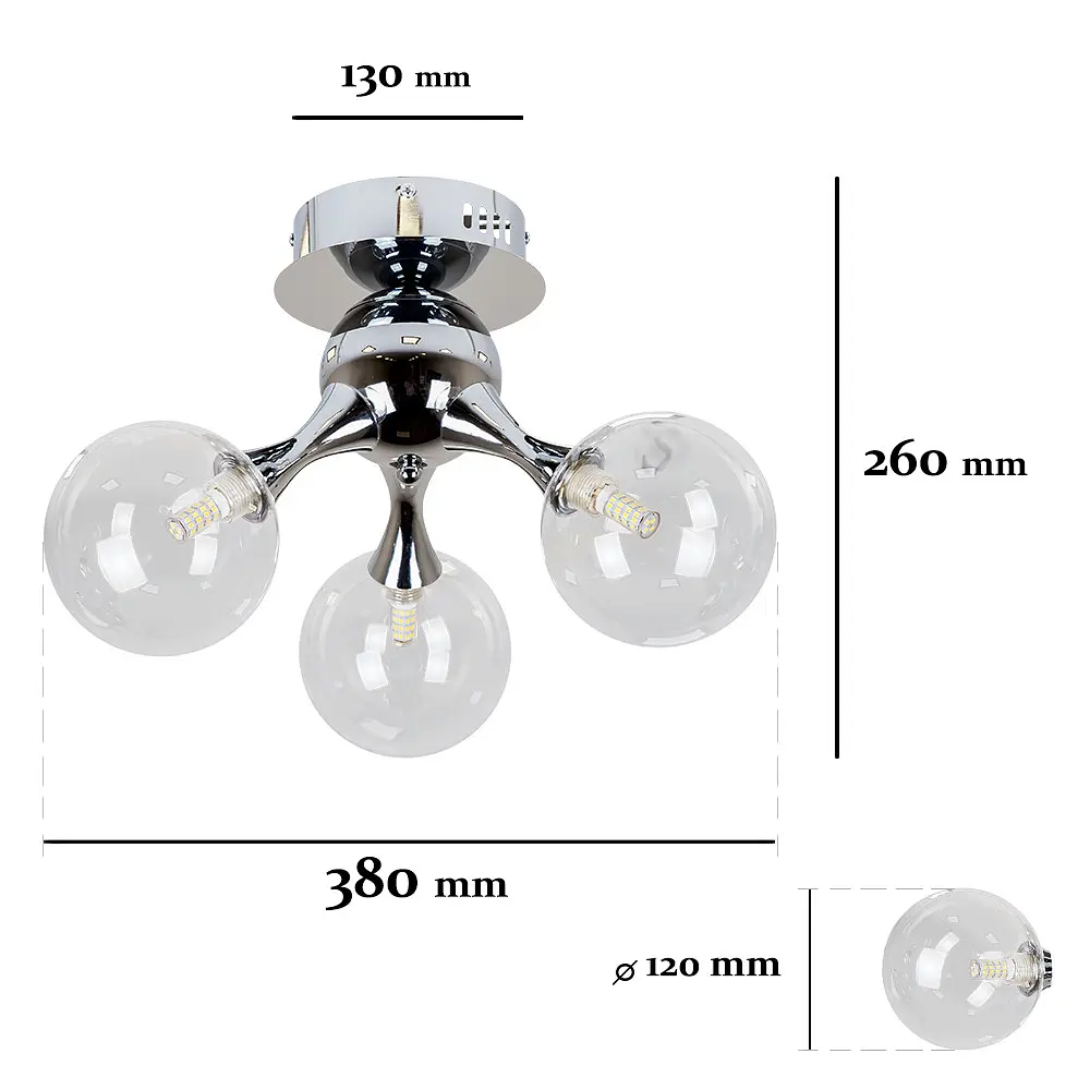 Люстра стельова LED Levistella 7529817-3 CR+CL, G9, хром, скло, сучасний стиль для вітальні - фото 2