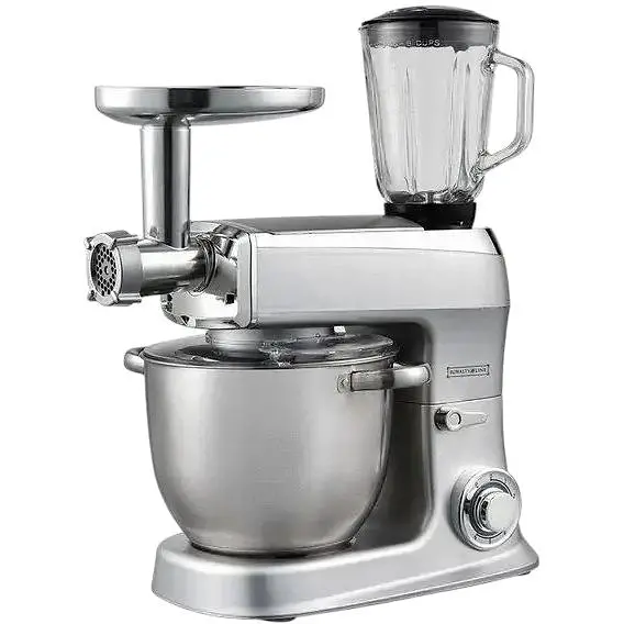 Кухонный комбайн Royalty Line PKM 2100BG 2100 Вт чаша 7.5 л нержавеющая сталь блендер + мясорубка серебристый - фото 1