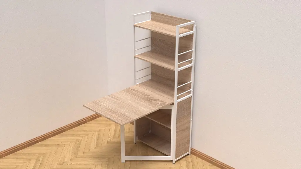 Стіл книжка з етажеркою Практик 2 Ferrum-decor 1555x640x990 Білий метал ДСП Дуб Сонома 16мм (FRD-104635) - фото 3