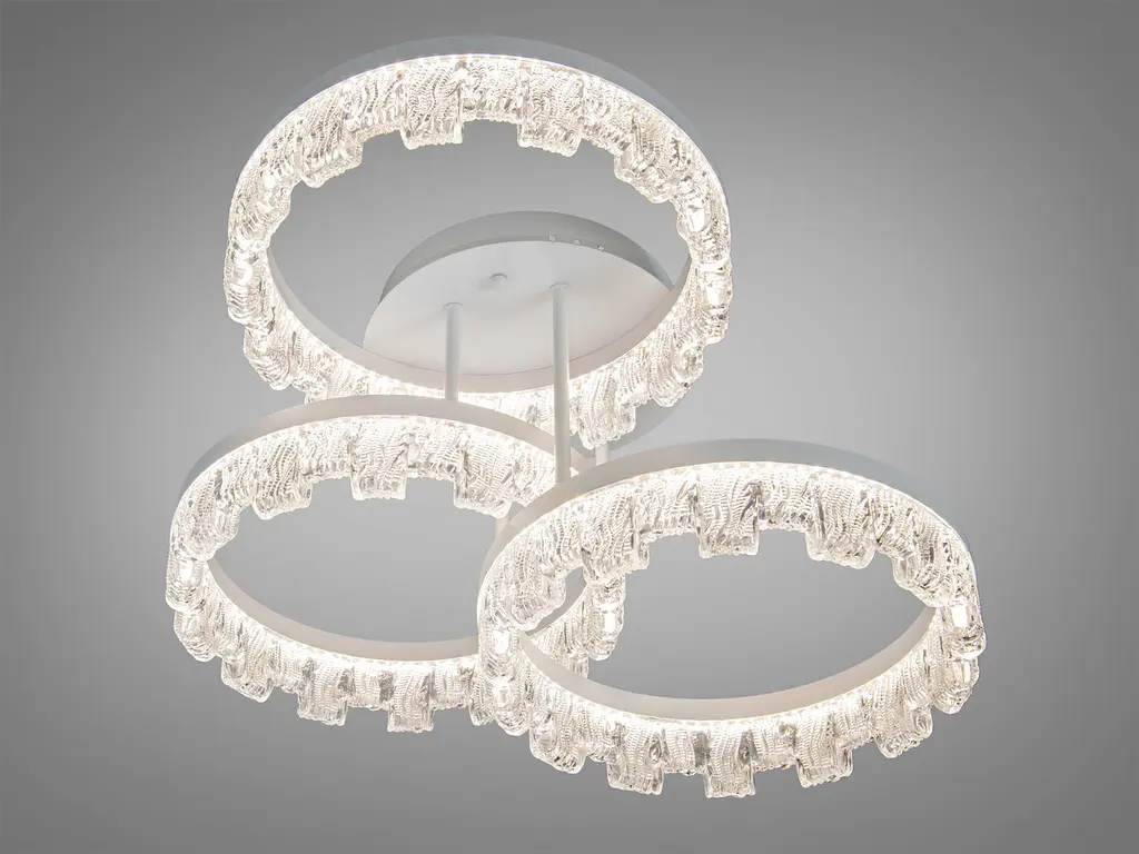 Сучасна стельова LED-люстра Diasha MX78204/3WH 90W, три кільця, 3 режими світла, 52 см - фото 2
