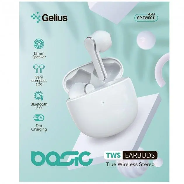 Бездротові навушники Bluetooth Headset Gelius Pro Basic GP-TWS011 White - фото 6