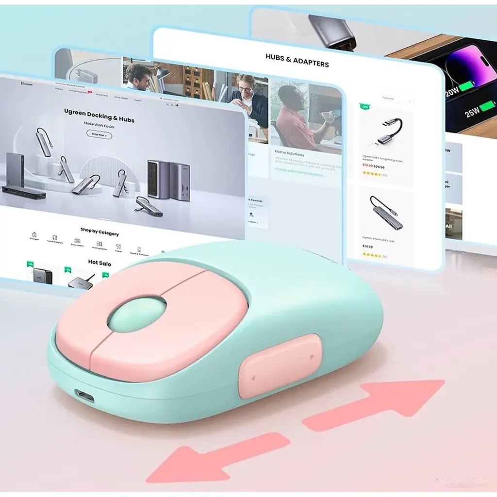 Акумуляторна бездротова миша UGREEN MU102 FUN+ 2 стандартна бірюзова (м'ятна) - фото 7