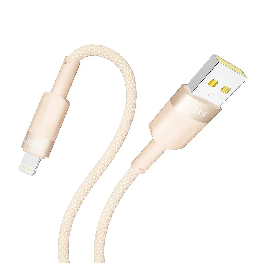 Кабель для заряджання та обміну даними Yoki YK-ST41 STYLE Series USB/Lightning 12W 2.4A/5V 1.2 м Помаранчевий - фото 6