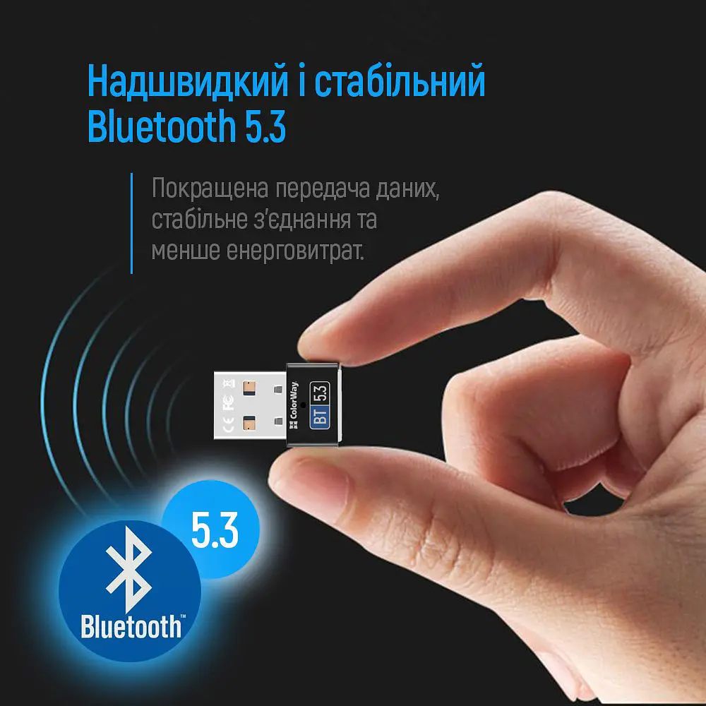 Адаптер Bluetooth v5.3 USB, чорний Colorway - фото 7