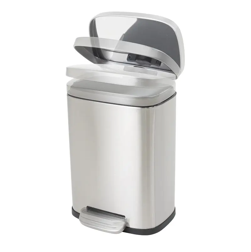 Відро для сміття з плавним закриттям прямокутне Mixxus Bevel-TC0105 SS Color 5л нержавіюча сталь MI7086, Нержавіюча сталь - фото 2