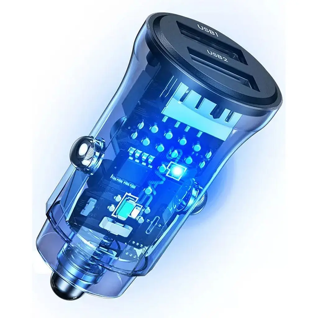 Автомобільний зарядний пристрій Usams US-CC162 C31 Dual USB-A+USB-A 15W Transparent [153996] - фото 3