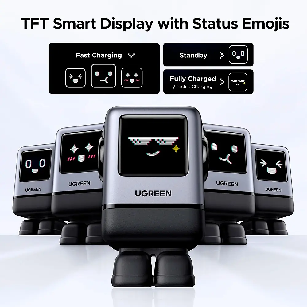 Зарядний пристрій 4xUSB 100W (3xUSB-C+USB-A) Gan Robot tech Fast Charger Сірий X688 Ugreen - фото 2