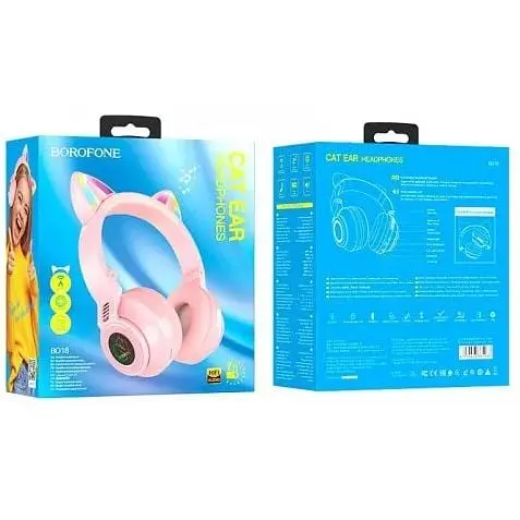 Навушники Borofone Cat Ear BT Headphones BO18 рожеві 6974443384963 - фото 4