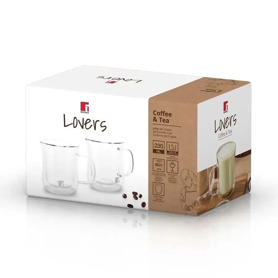 Набор стеклянных чашек Bergner Coffee & tea lovers 230 мл 2 шт (BG-20115-MM) - фото 3