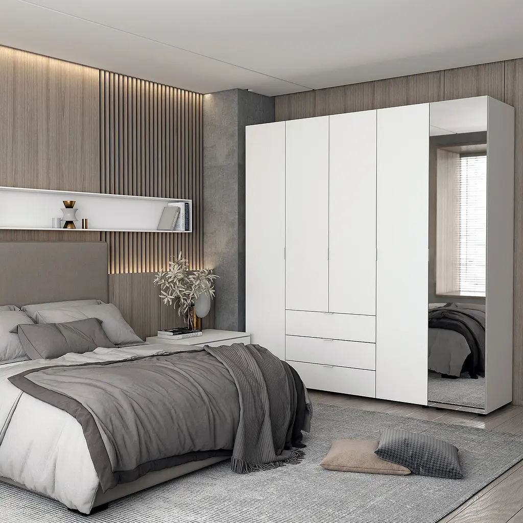 Шафа для одягу Doros Гелар Біла 4ДСП/Дзеркало 194х49.5х203.4 (42002160) - фото 5