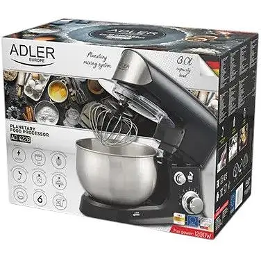 Тістоміс планетарний міксер Adler AD 4226 1200 Вт 3 л чаша з нержавіючої сталі на 6 швидкостей чорний - фото 7