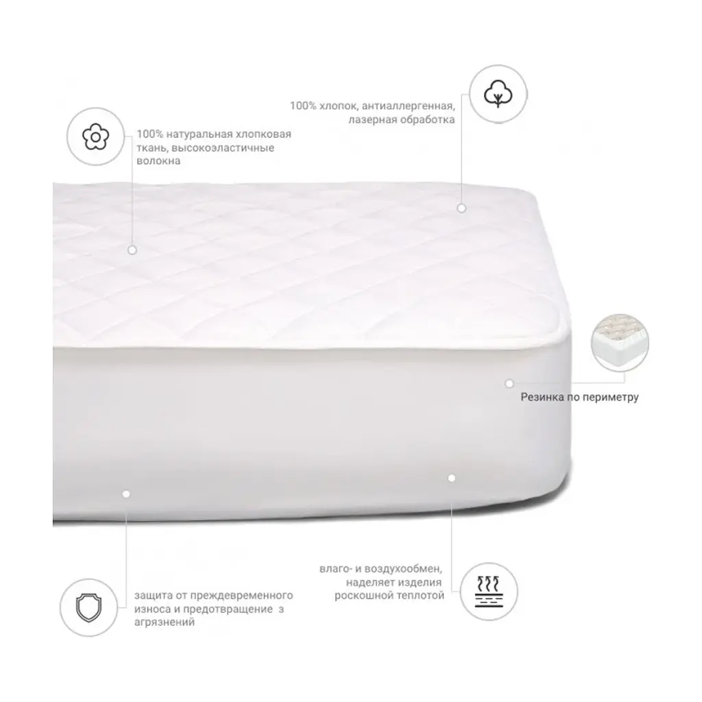 Наматрацник MirSon 951 Natural Line Стандарт Eco 180x200 см (2200000839565) - фото 3