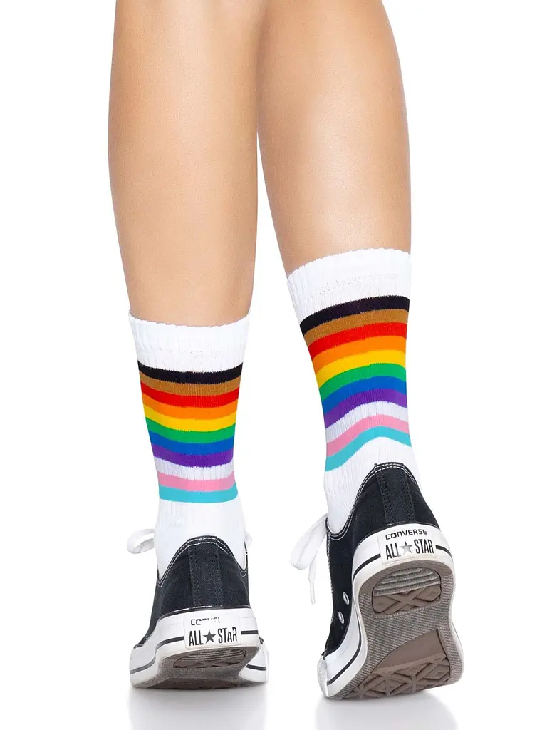 Шкарпетки жіночі в смужку Leg Avenue Pride crew socks Rainbow, 37–43 розмір - фото 4