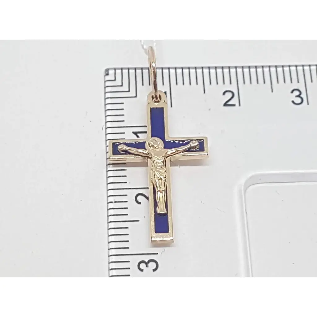 Золотий хрестик Харківська ювелірна фабрика Розп'яття Христа з емаллю. 115-МЕ - фото 4
