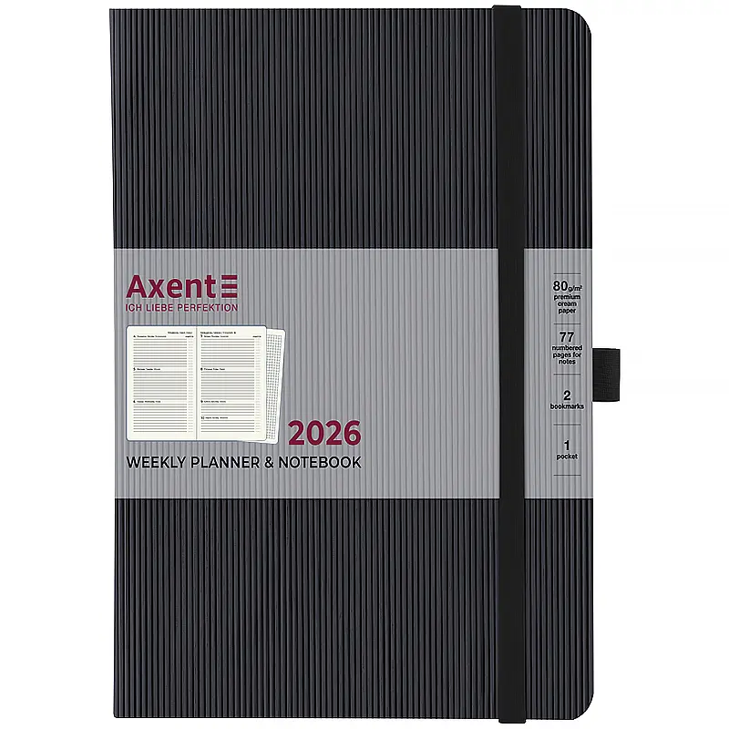 Еженедельник Axent 2026 Grand Lines 195х255 мм черный (8531-26-01-A) - фото 2
