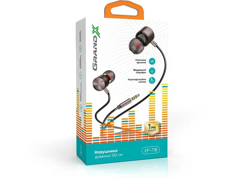 Наушники с микрофоном Grand-X EP-71B Black - фото 2