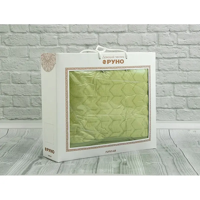 Покривало Руно двостороннє декоративне Velour Green banana зигзаг 150х220 см - фото 12