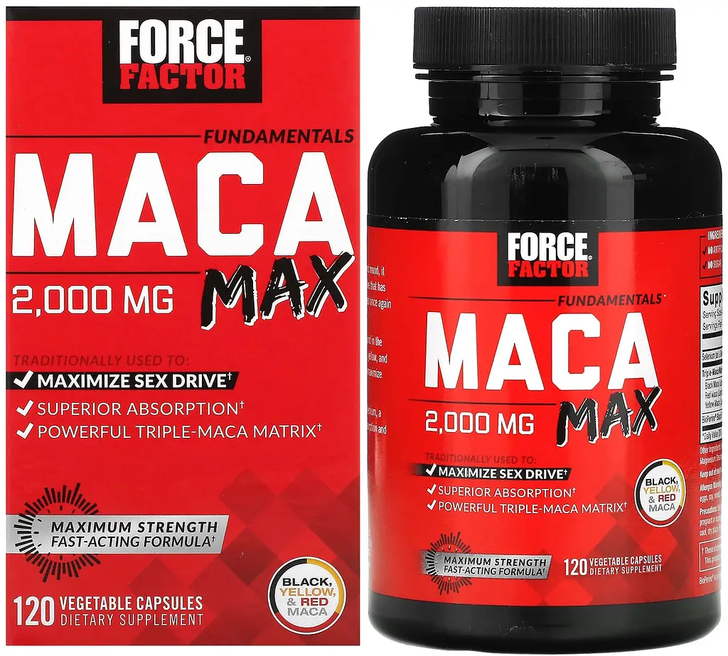Чорна мака (Maca Max) 120 капсул для підвищення статевого потягу в чоловіків Force Factor Fundamentals - фото 3