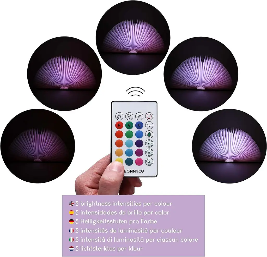 Дерев'яна складана лампа BONNYCO з дистанційним керуванням, 16 кольорів таймер - фото 6