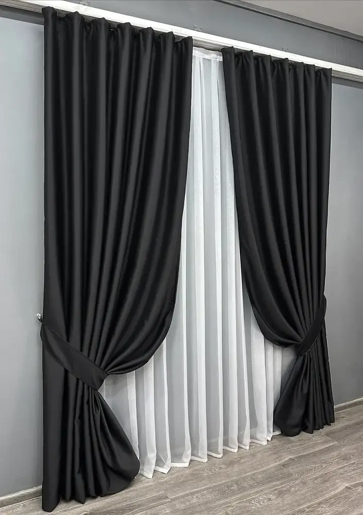 Комплект штор VR-Textil Midnight блекаут 2 шт 150x290 см чорний (1165ш) - фото 3