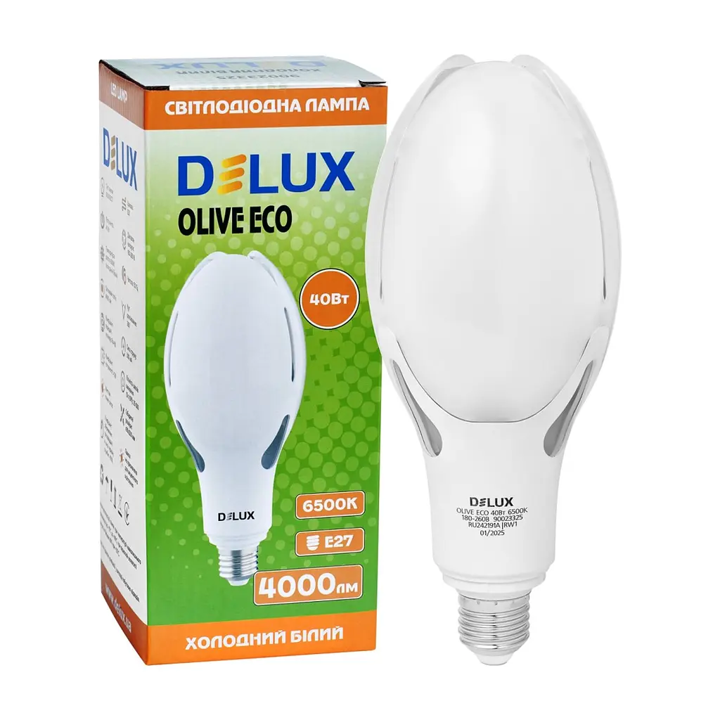 Лампочка Delux OLIVE ECO 40Вт E27 6500K 230В (90023325) - фото 3