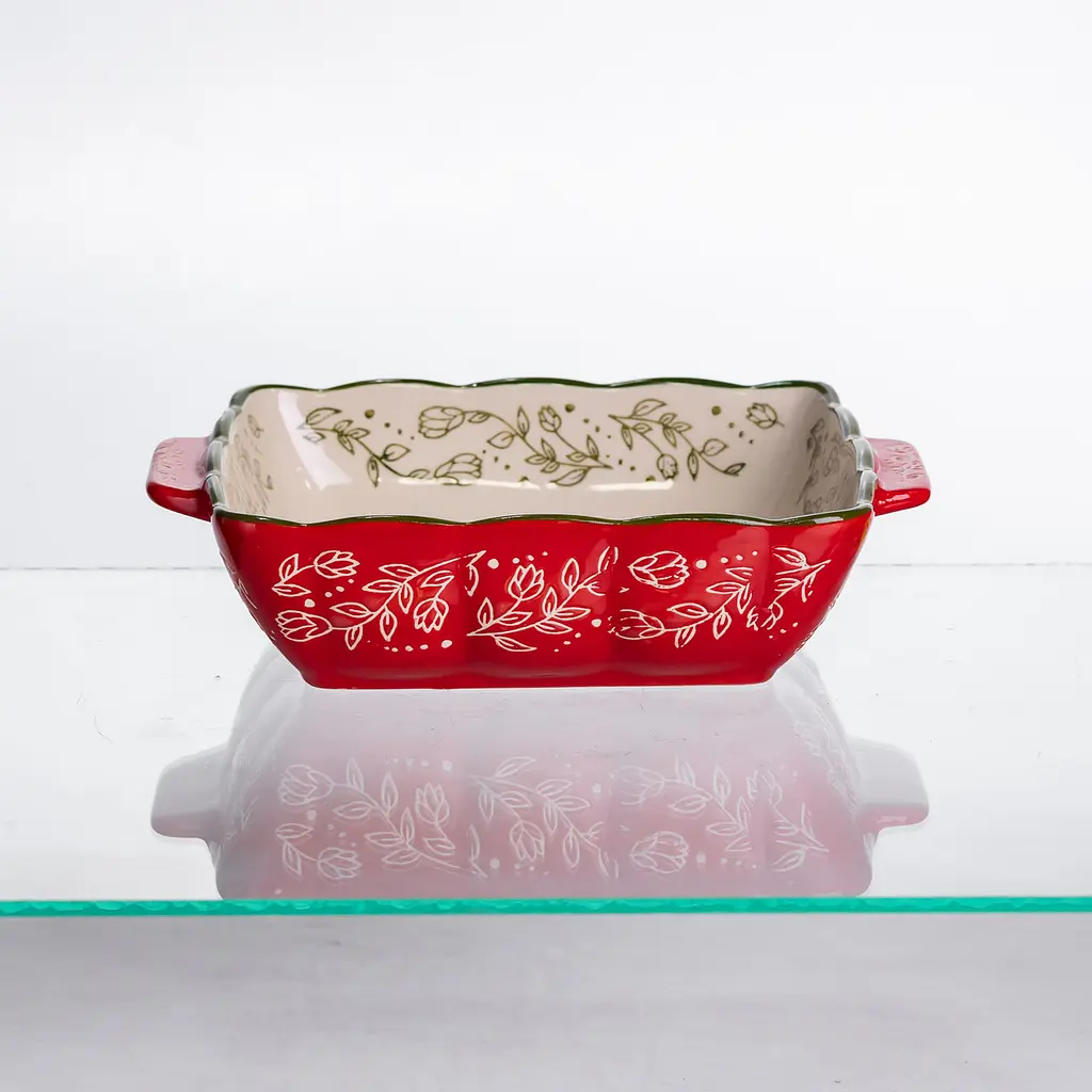Форма для запекания Yiwu Vintage 20×16.5×4 (см) квадратная форма для выпечки в духовке с ручками Красный HM04-13 - фото 3