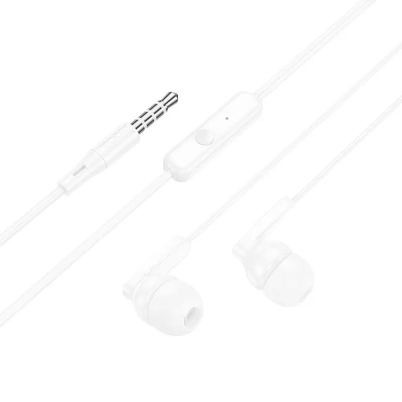 Проводные наушники Hoco M121 Bright universal earphones with microphone, 3.5mm, 1.2m, white - фото 2