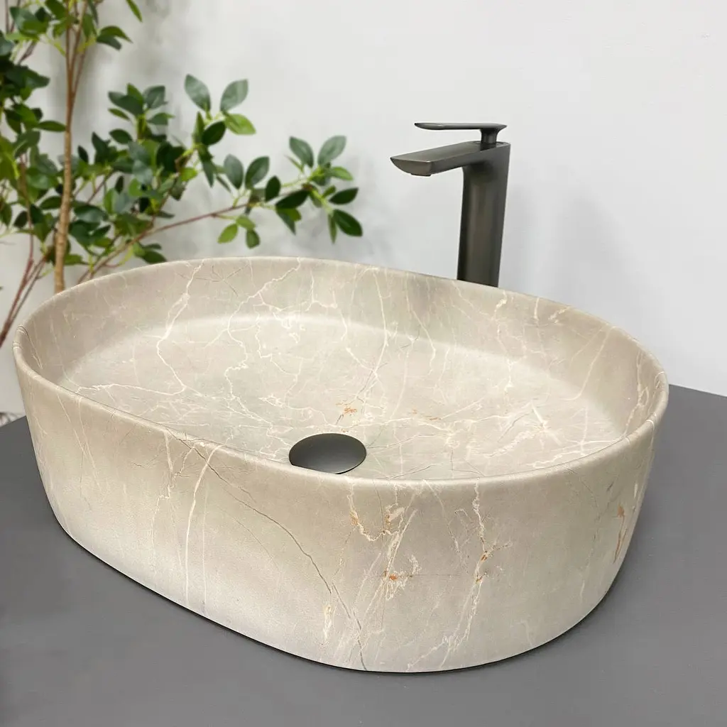 Умивальник VBI Verona 50 beige stone matt накладний VBI-011325 - фото 2