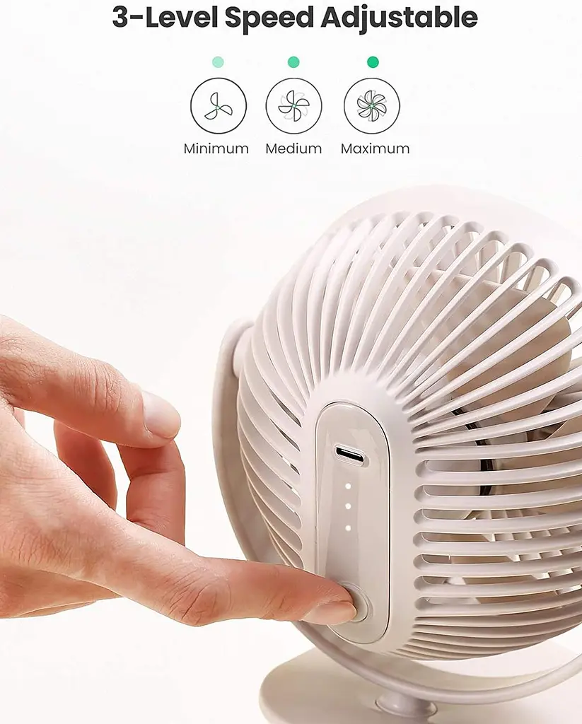 Настольный  электрический вентилятор UGREEN USB-C MULTIFUNCTIONAL FAN #80907 с защитной решеткой и прищепкой - фото 3
