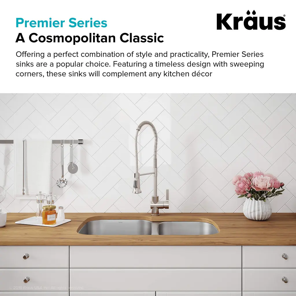 Кухонная мойка двойная Kraus Premier KBU27, Нержавеющая сталь - фото 9