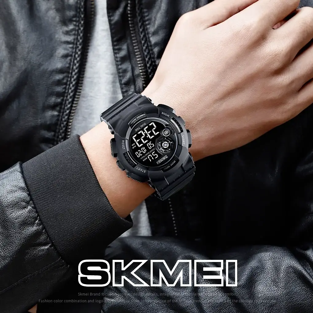 Мужские наручные спортивные часы Skmei 1583 (Черный с черным) - фото 5