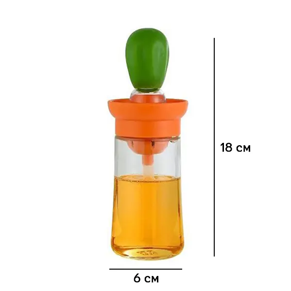 Диспенсер для масла и уксуса Semi Dispenser 180 мл, Orange/Green с силиконовой кистью - фото 10