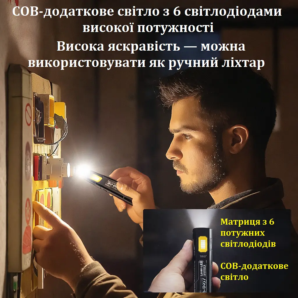 Міні-ліхтар WS-D057 COB 550 lm, ультратонкий 8 мм, Type-C, магніт/кліпса, 5 режимів, до 6 год - фото 8