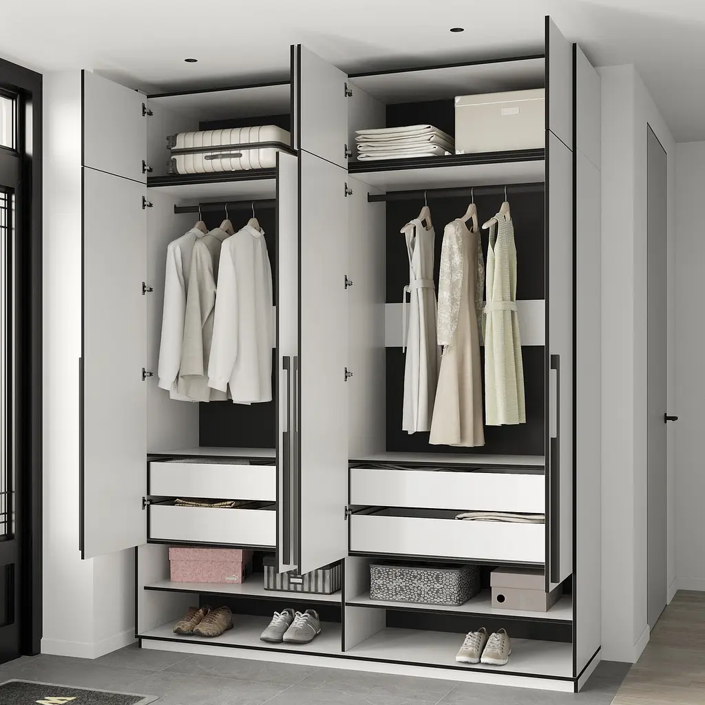 Шафа для одягу Flamecame зі штангами на 4 двері у передпокій FR-08 Венге - фото 6