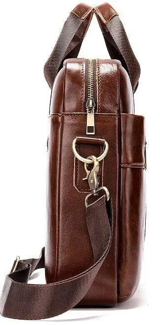 Ділова чоловіча сумка із зернистої шкіри 14836 Vintage коричнева - фото 9