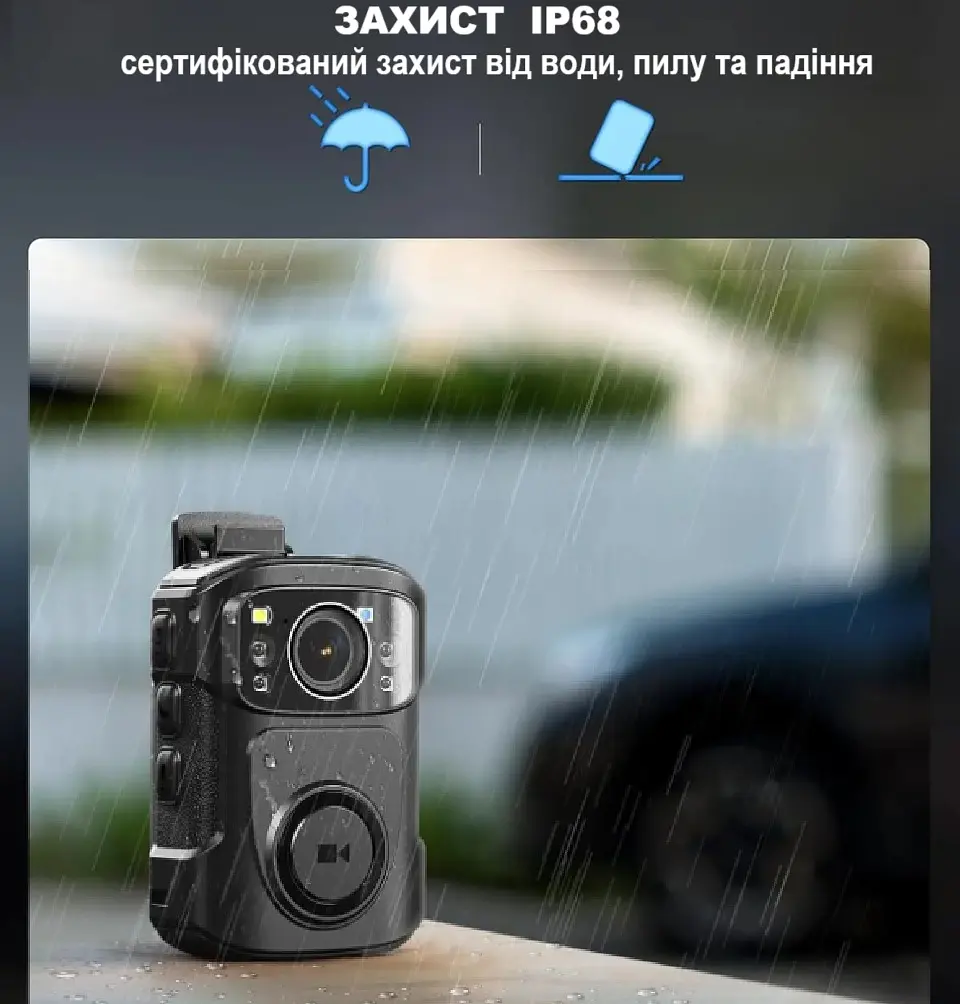 Нагрудна боді-камера Boblov B4K5 пам'ять 128Гб з дисплеєм 2.0 дюйма GPS нічний запис датчик руху акумулятор 3400 мА·год док-станція - фото 5