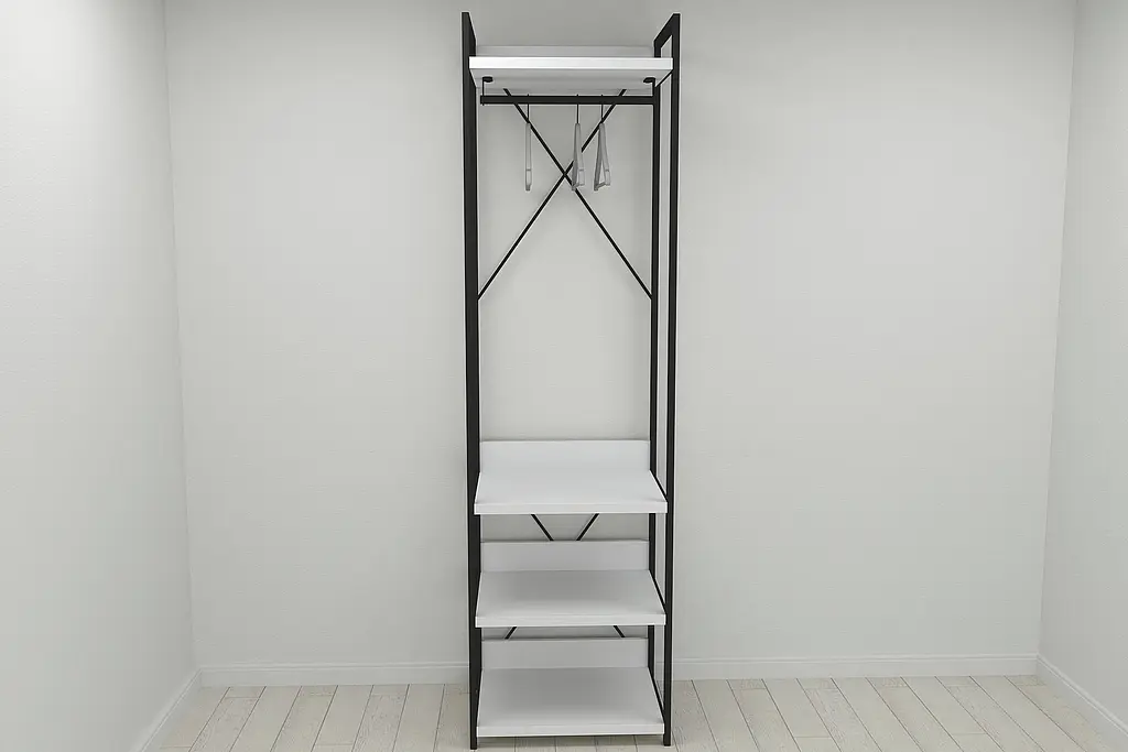 Шафа Гардероб Уні секція 3 серії Конект Ferrum-decor 220x60x50см Чорний метал ДСП Білий 32 мм (FRD-104523) - фото 8