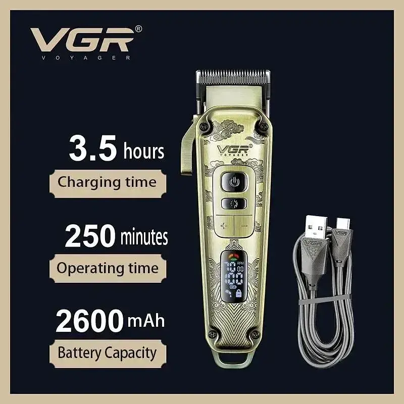 Акумуляторна машинка для стрижки VGR V-005 з насадками 8 шт - фото 3