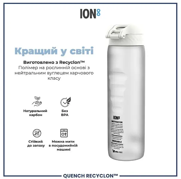 Бутылка для воды ION8 1000 мл BPA Free Times To Drink (ЭКО бутылка) Ice (I8RF1000PIMOT2) - фото 6