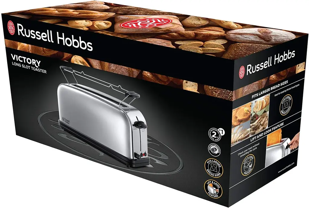 Тостер Chester 1000Вт, довгі слоти, метал, сріблястий Russell Hobbs kuh0014879 - фото 8