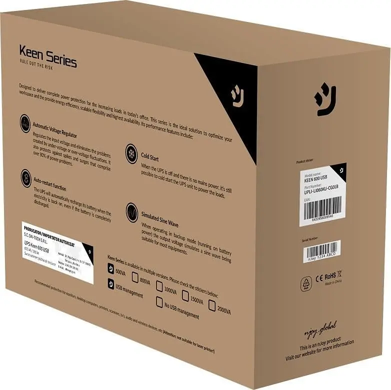 Источник бесперебойного питания nJoy Keen 800 (UPLI-LI080KU-CG01B) (Keen 800 USB) - фото 3