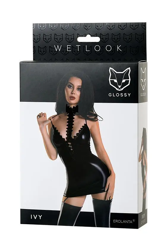 Платье Glossy Wetlook Ivy S (черный) - фото 5