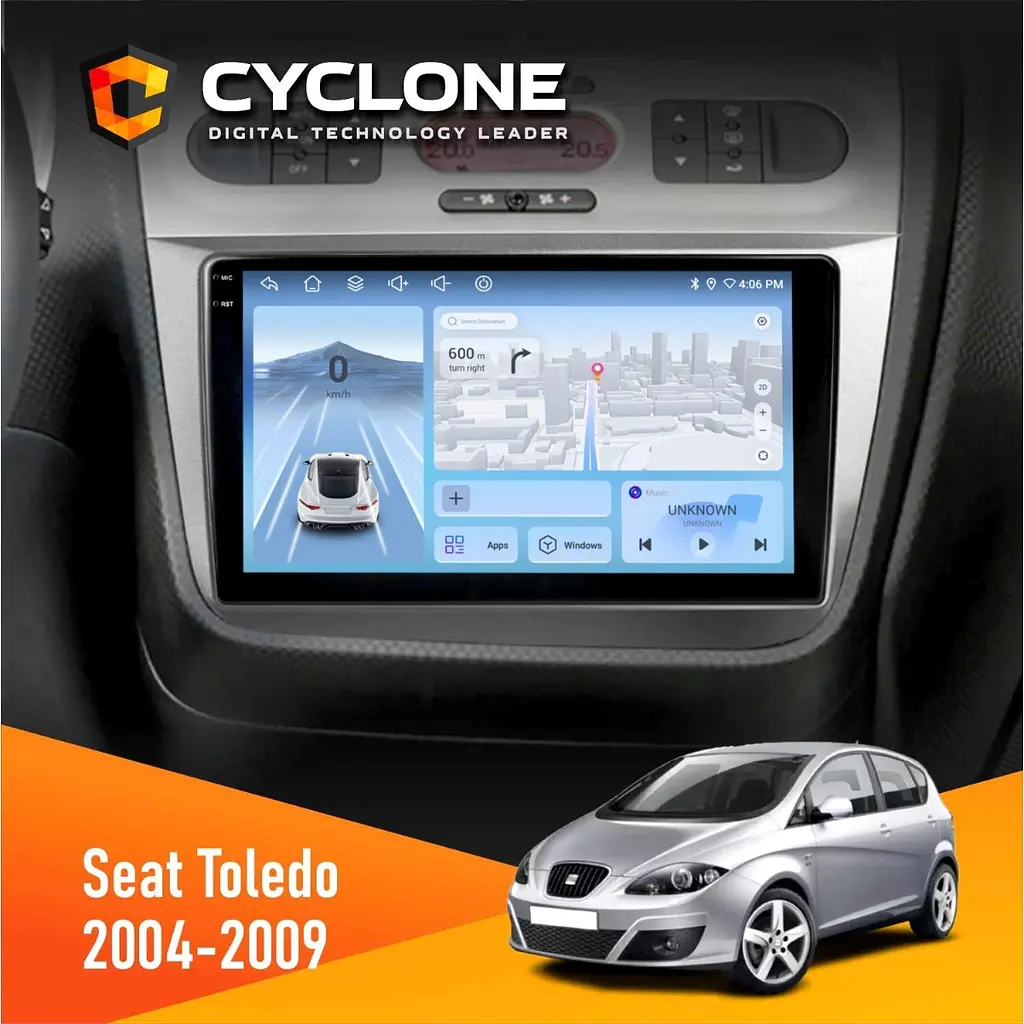 Штатна магнітола Seat Toledo 2004-2009 Cyclone C9-012 4x64, DSP, 4G Cyclone (НФ-00008015)