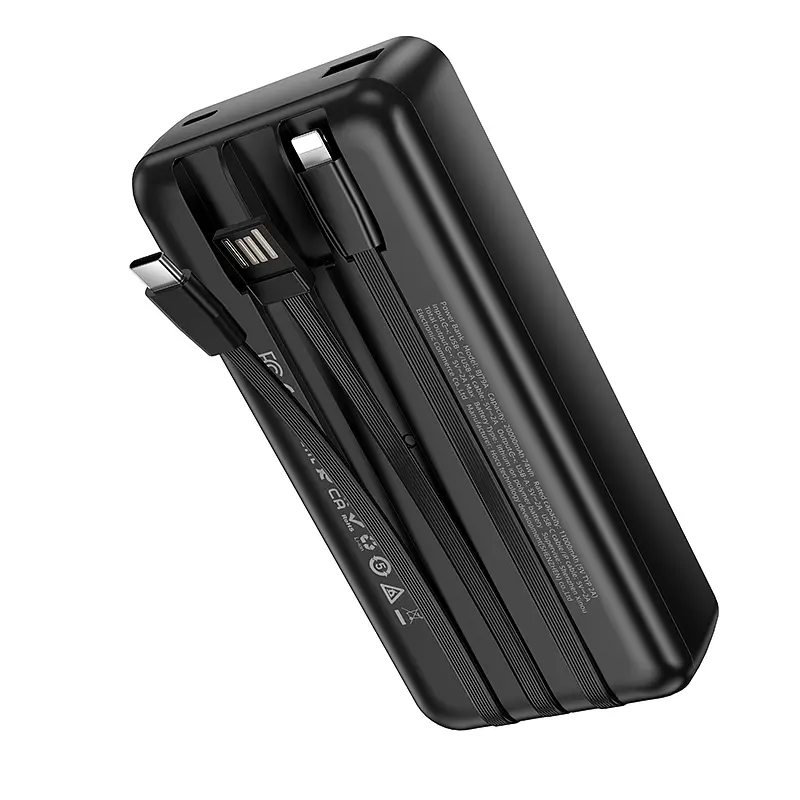 Внешний аккумулятор BOROFONE BJ79A Clever power bank с 3 кабелями (20000 мАч), черный - фото 3