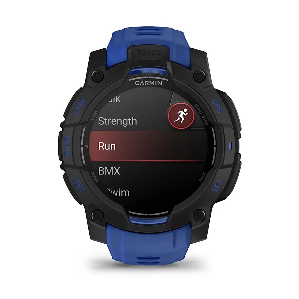 Смарт-годинник Garmin Instinct 3 45mm Amoled Black with Bolt Blue/Black Silicone Band (010-02936-03) - фото 8