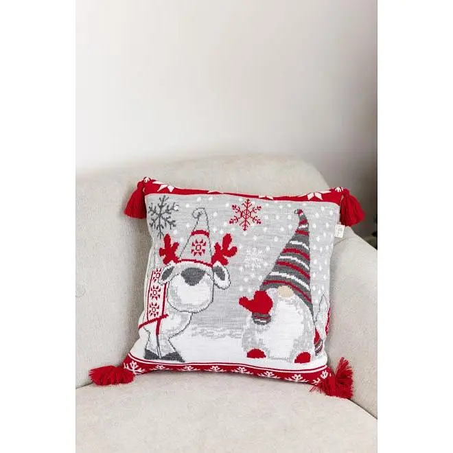 Наволочка Прованс Веселі гноми сіра 45х45 см (37490) - фото 4