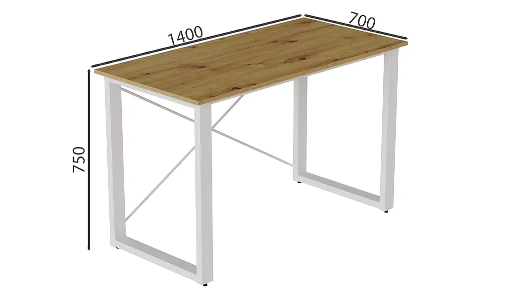Письменный стол Ferrum-decor Драйв 750x1400x700 Белый металл ДСП Дуб Артизан 16 мм (FRD-103211) - фото 3