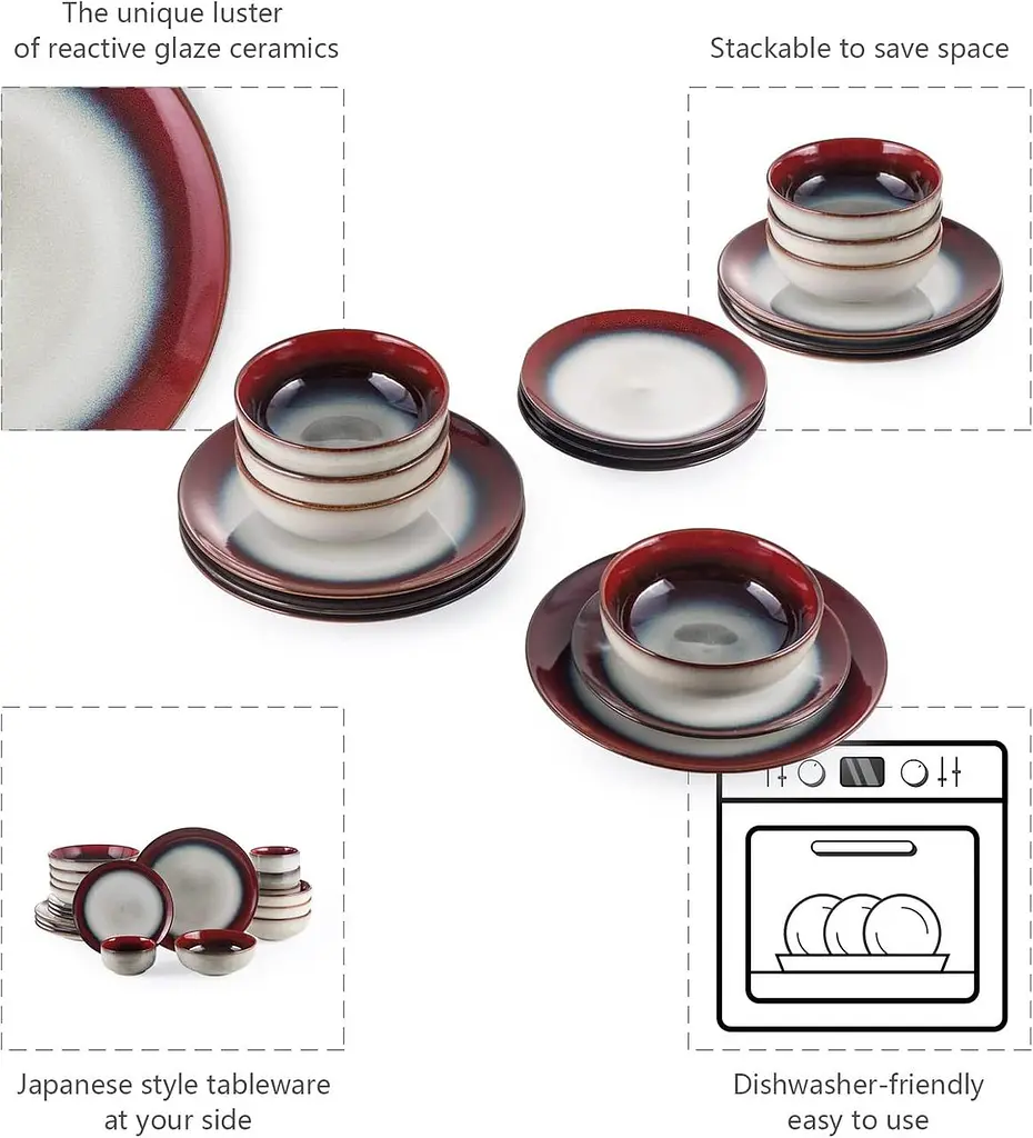 Домашние десертные тарелки Henten, фарфор, тарелка для торта из 4 предметов, красочный диаметр 20 см, плоская тарелка для завтрака/ - фото 3