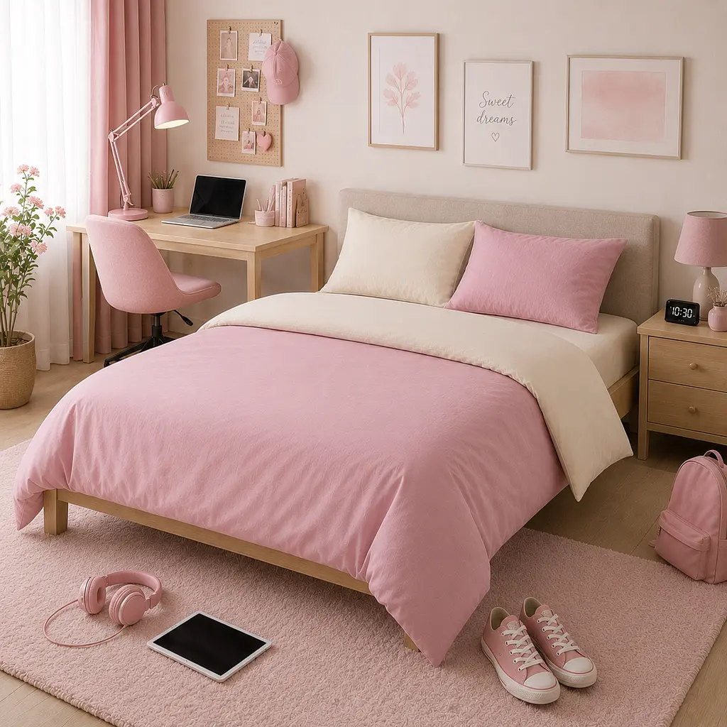 Дитяча постільна білизна MIRSON TEENAGER фланель Milk/Pink 200х220см (2200012804438) - фото 3